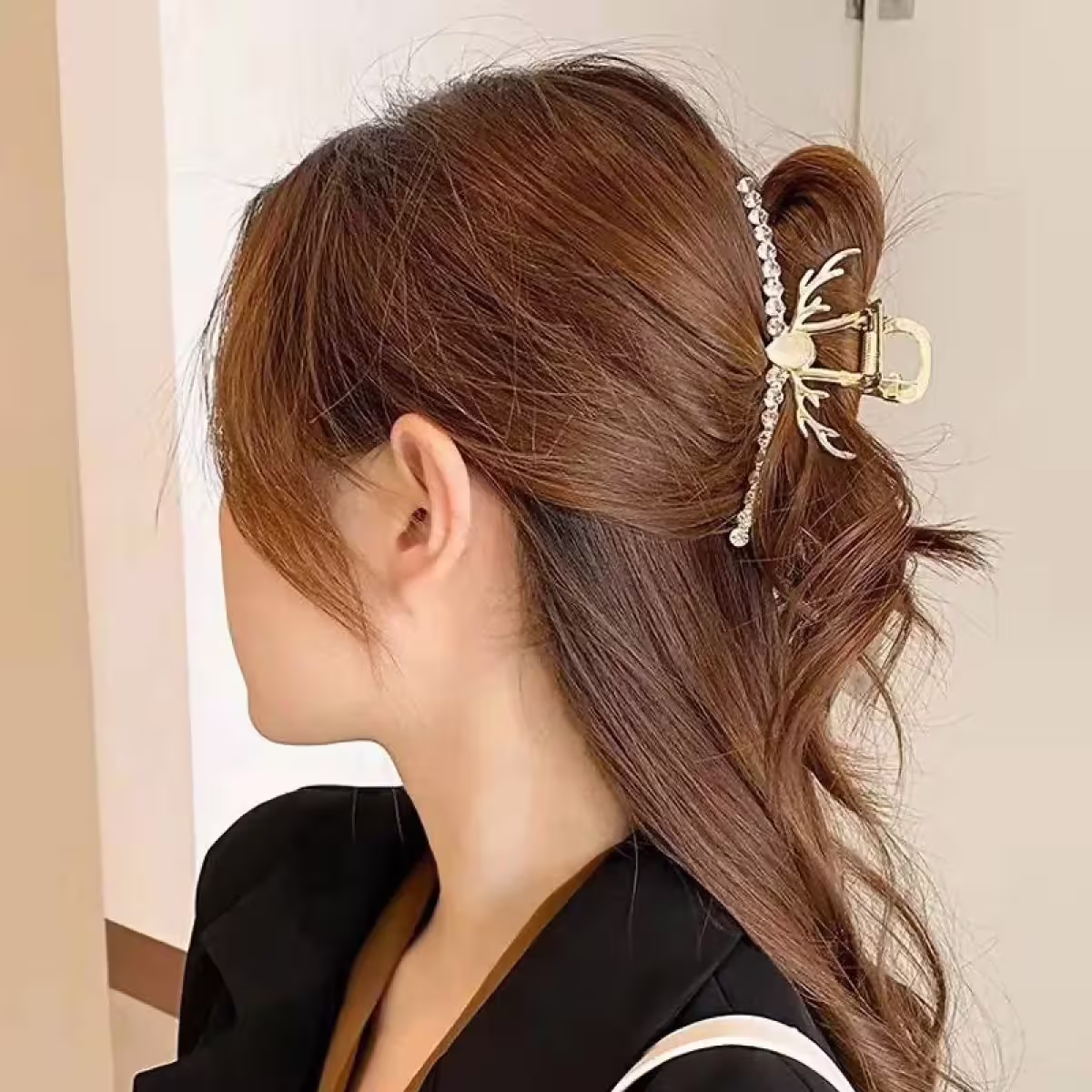 鹿角晶鑽貓眼石&times;鯊魚髮夾-第5張