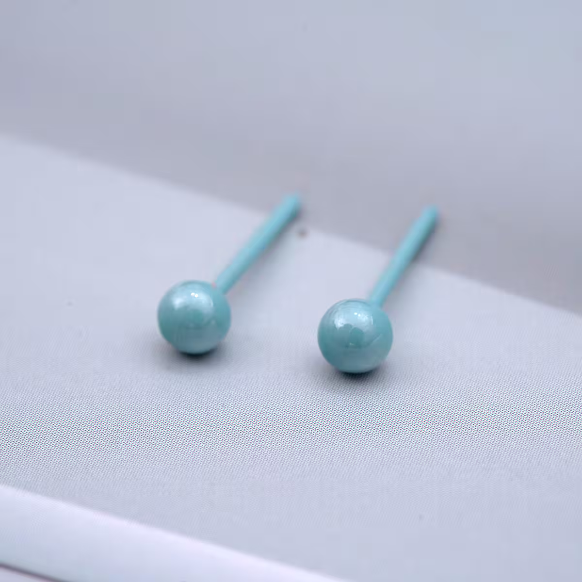 小圓珠×陶瓷×養耳棒×二套件耳環組×藍色-第3張