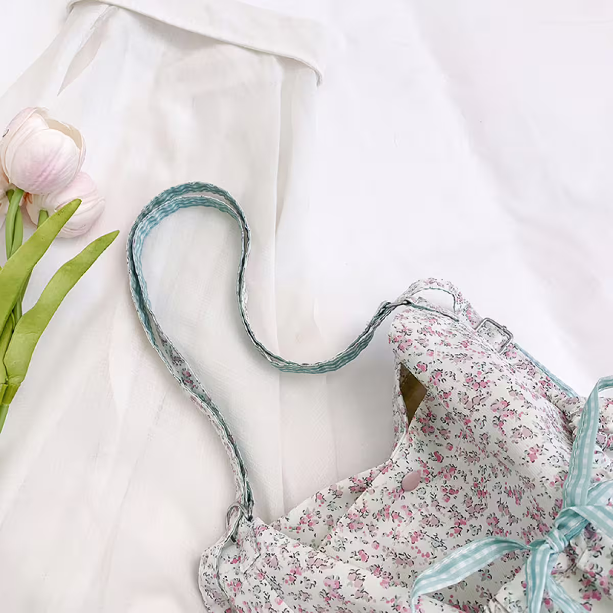 輕薄蝴蝶結小碎花×變形後背包-第3張