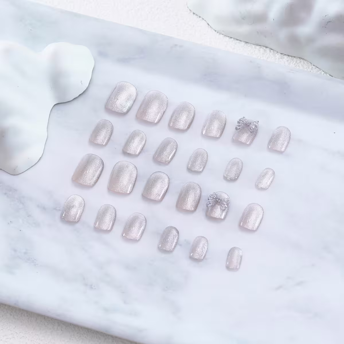 冰砂貓眼蝴蝶結亮面×穿戴式手指甲片×二十四入-第1張