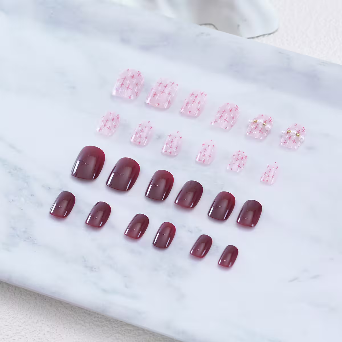 毛呢紅小香風亮面×穿戴式手指甲片×二十四入-第1張