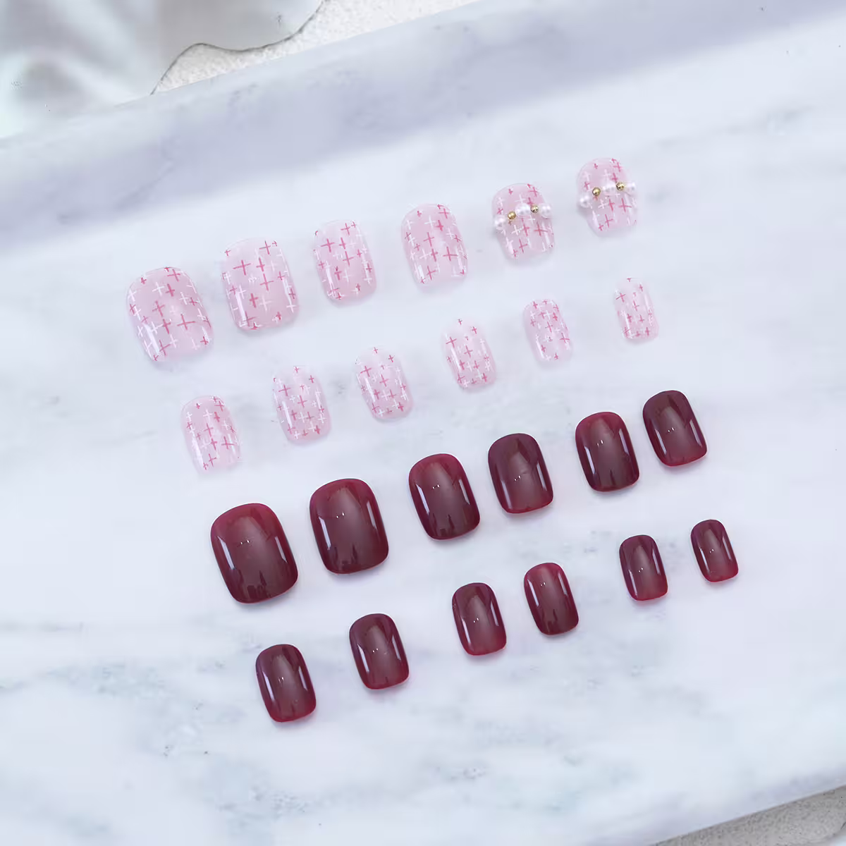 毛呢紅小香風亮面×穿戴式手指甲片×二十四入-第2張