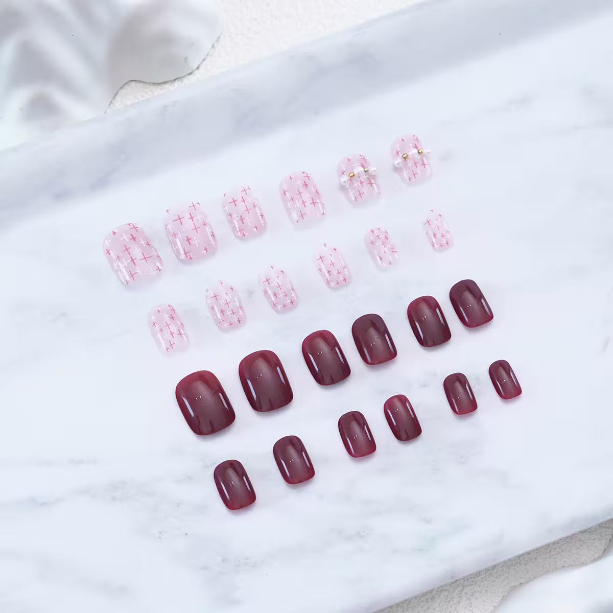 毛呢紅小香風亮面×穿戴式手指甲片×二十四入-第3張