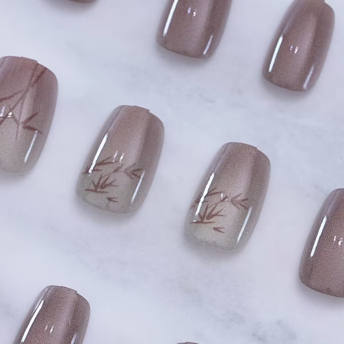 香檳貓眼竹影亮面×穿戴式手指甲片×二十四入-第3張