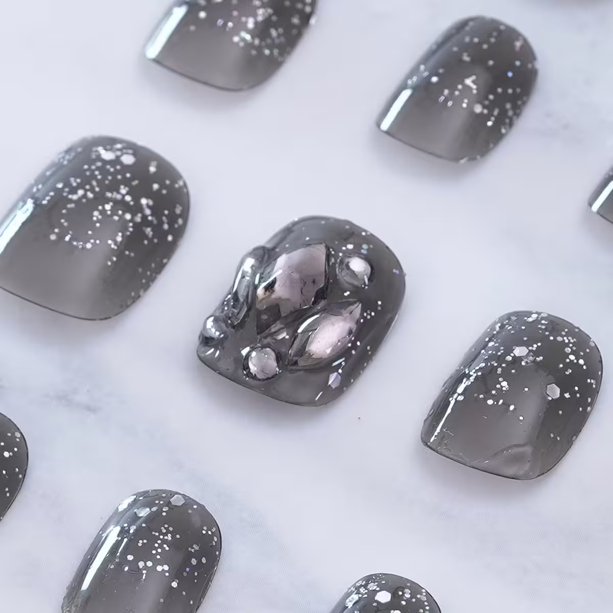 跩酷冰透黑鑽亮面×穿戴式手指甲片×二十四入-第3張