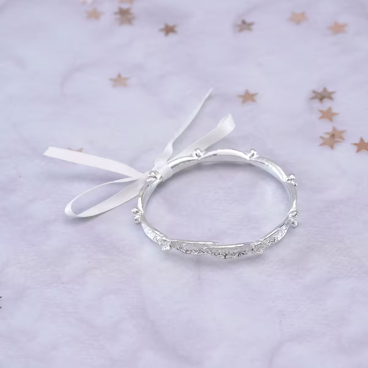 花朵蝴蝶結緞帶×開口手環-第1張