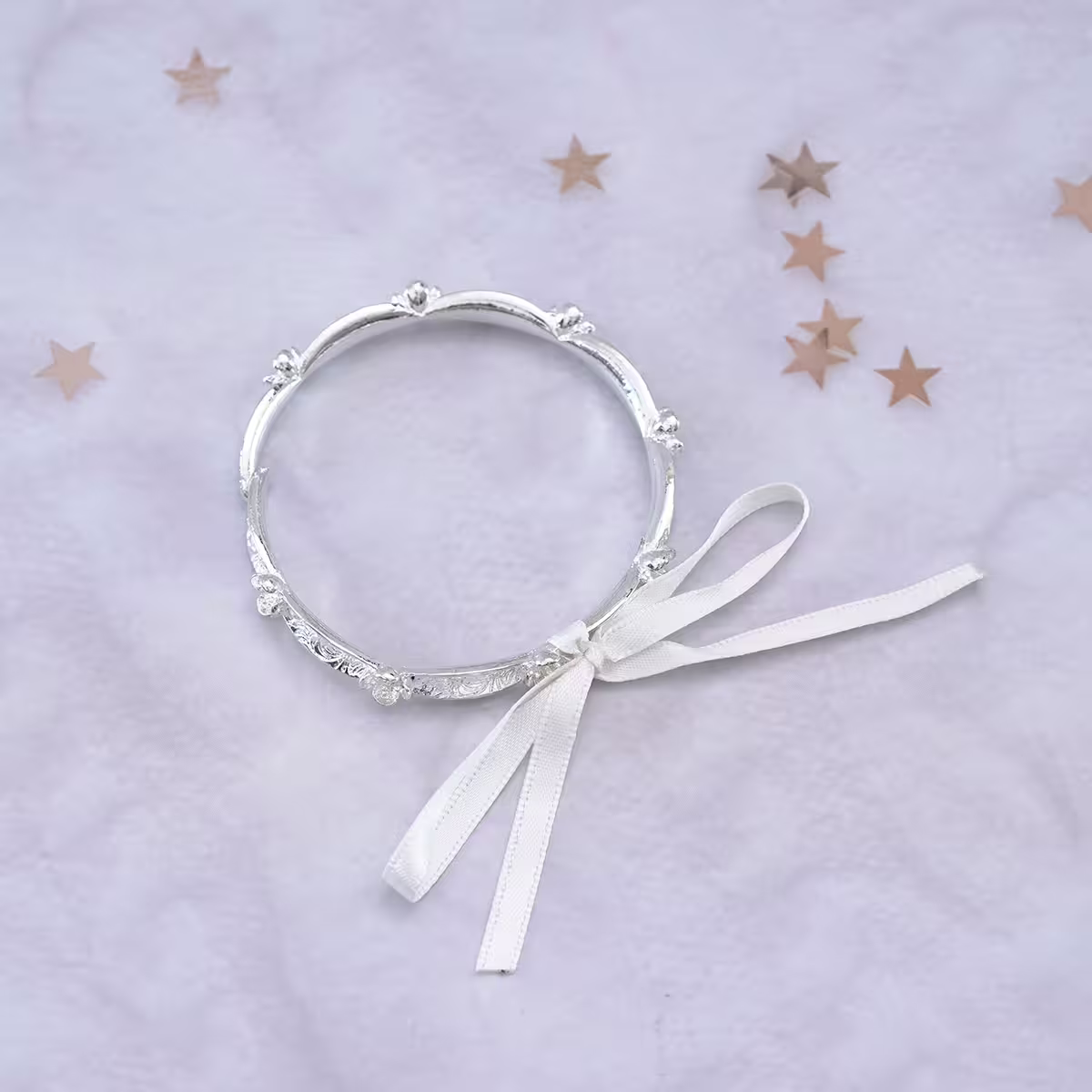 花朵蝴蝶結緞帶×開口手環-第2張