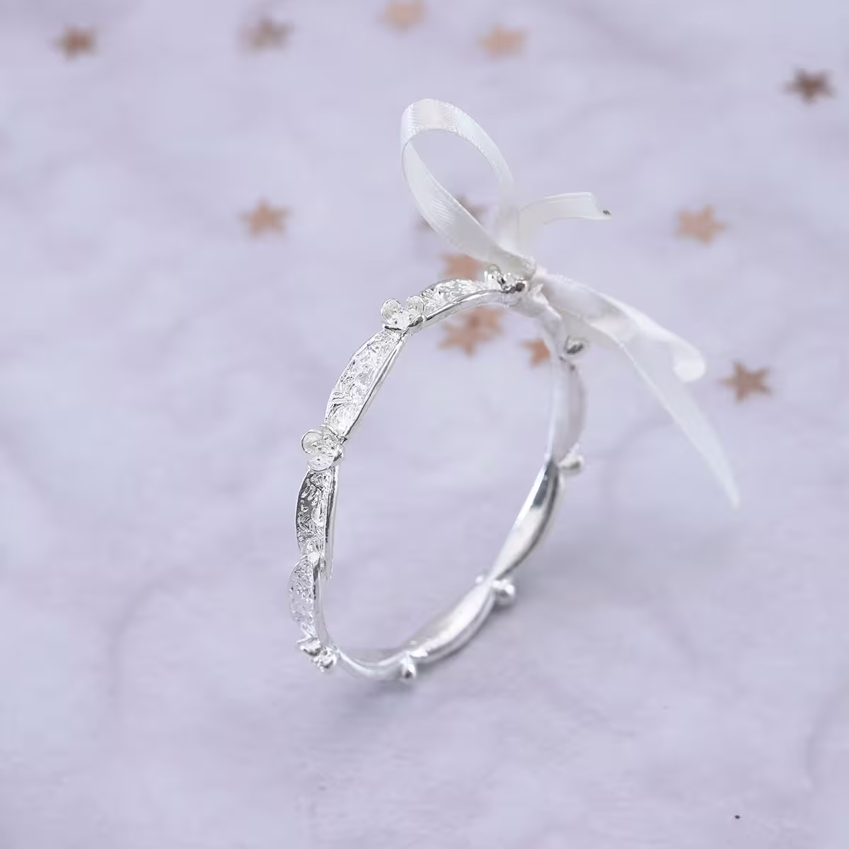 花朵蝴蝶結緞帶×開口手環-第3張