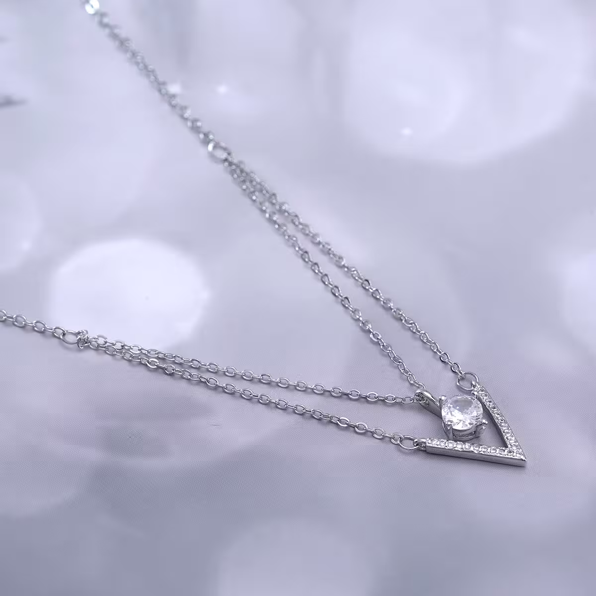 925銀飾×疊加V字單鑽×鎖骨項鍊-第4張