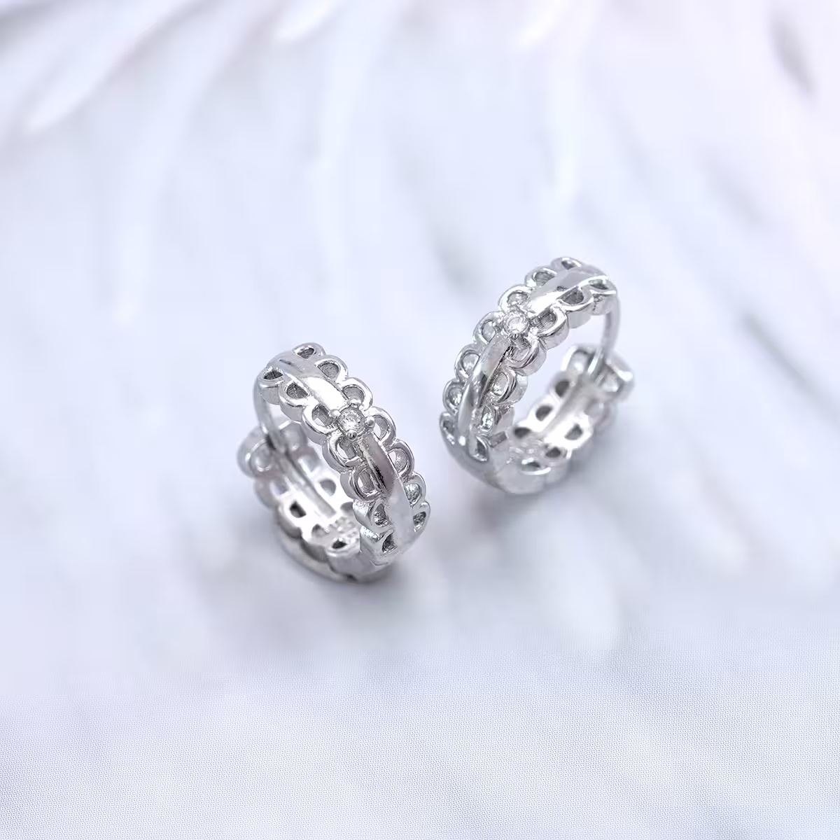 925銀針×蕾絲邊圓環×耳扣-第1張