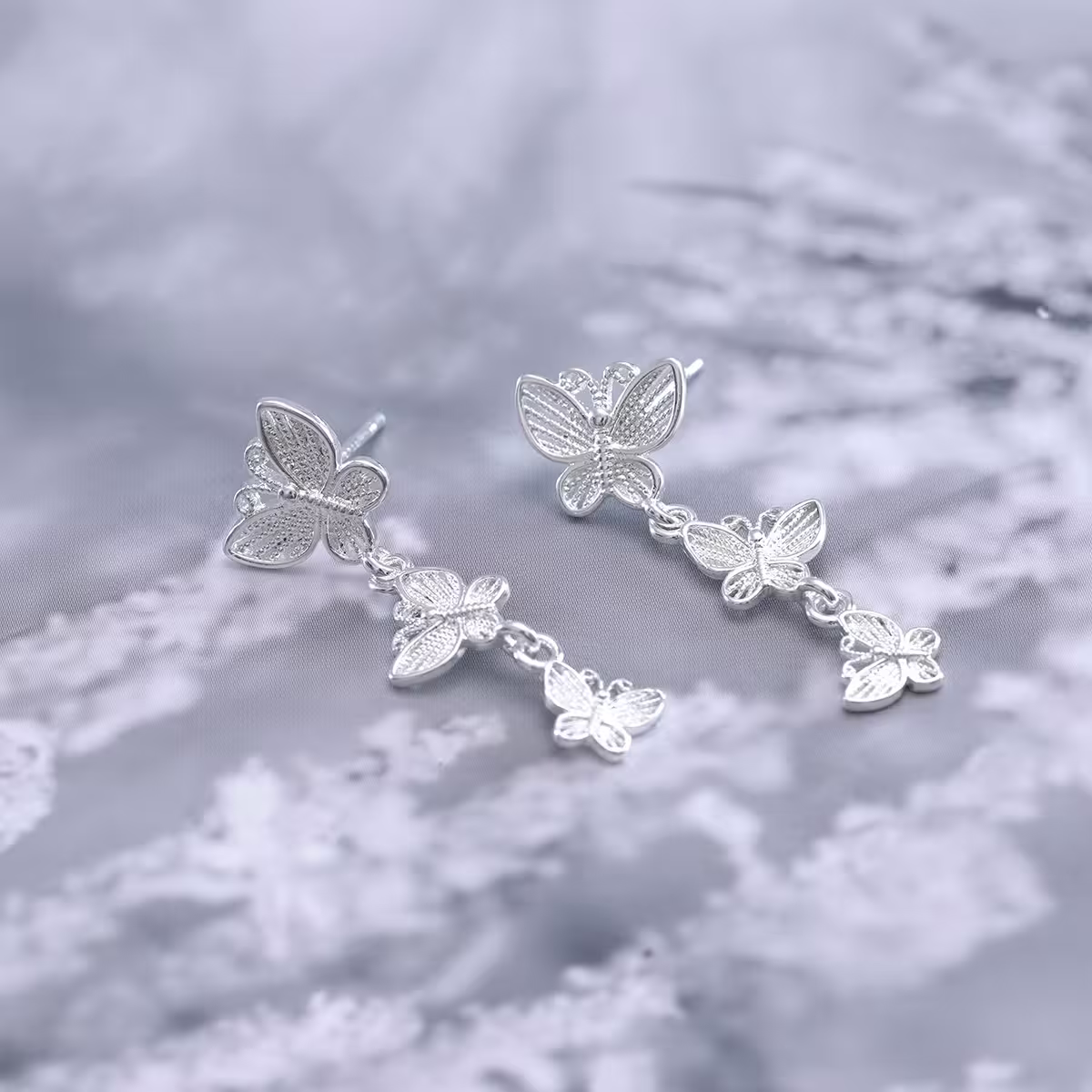 925銀針×蝴蝶群飛×耳環-第1張