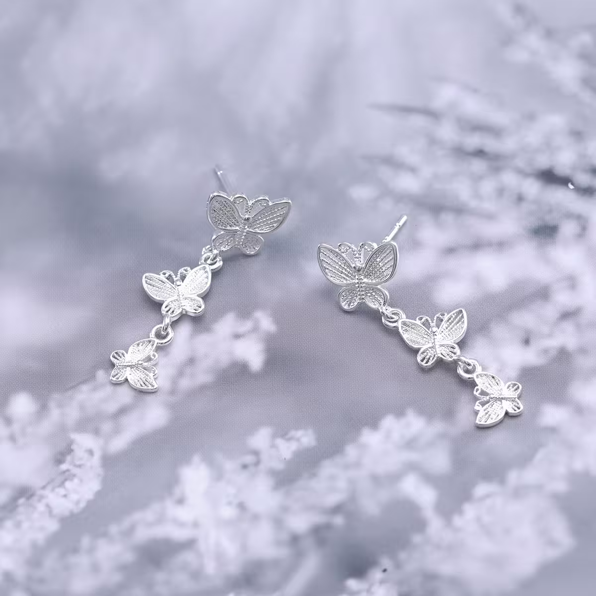 925銀針×蝴蝶群飛×耳環-第2張