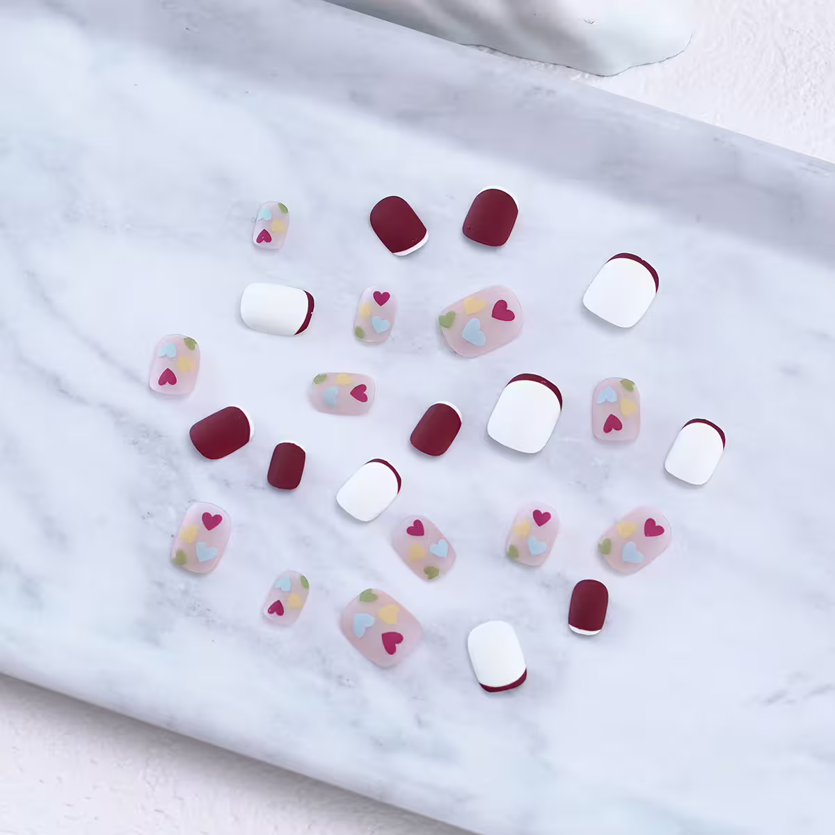 法式紅白愛心亮面×穿戴式手指甲片×二十四入-第2張