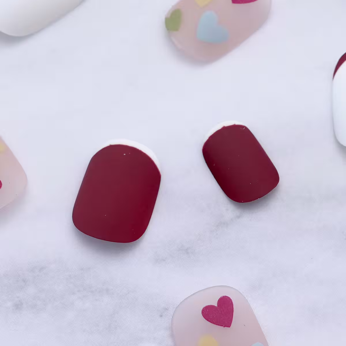 法式紅白愛心亮面×穿戴式手指甲片×二十四入-第4張