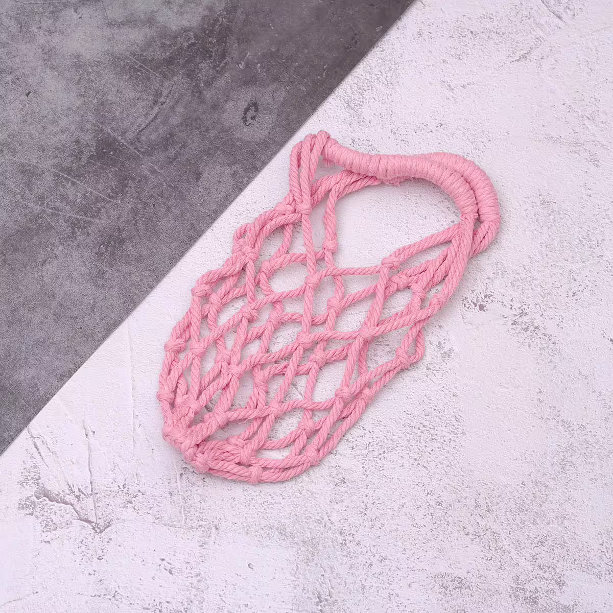 素色鏤空網編×飲料水瓶提袋×粉紅-第1張