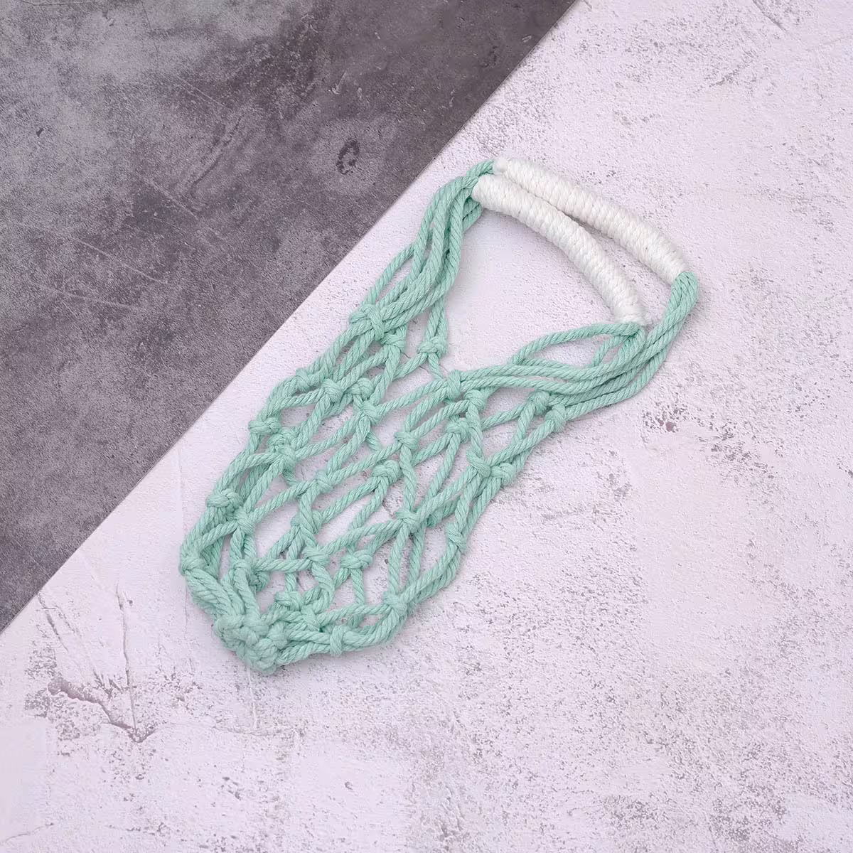 撞色鏤空網編×飲料水瓶提袋×白藍-第1張