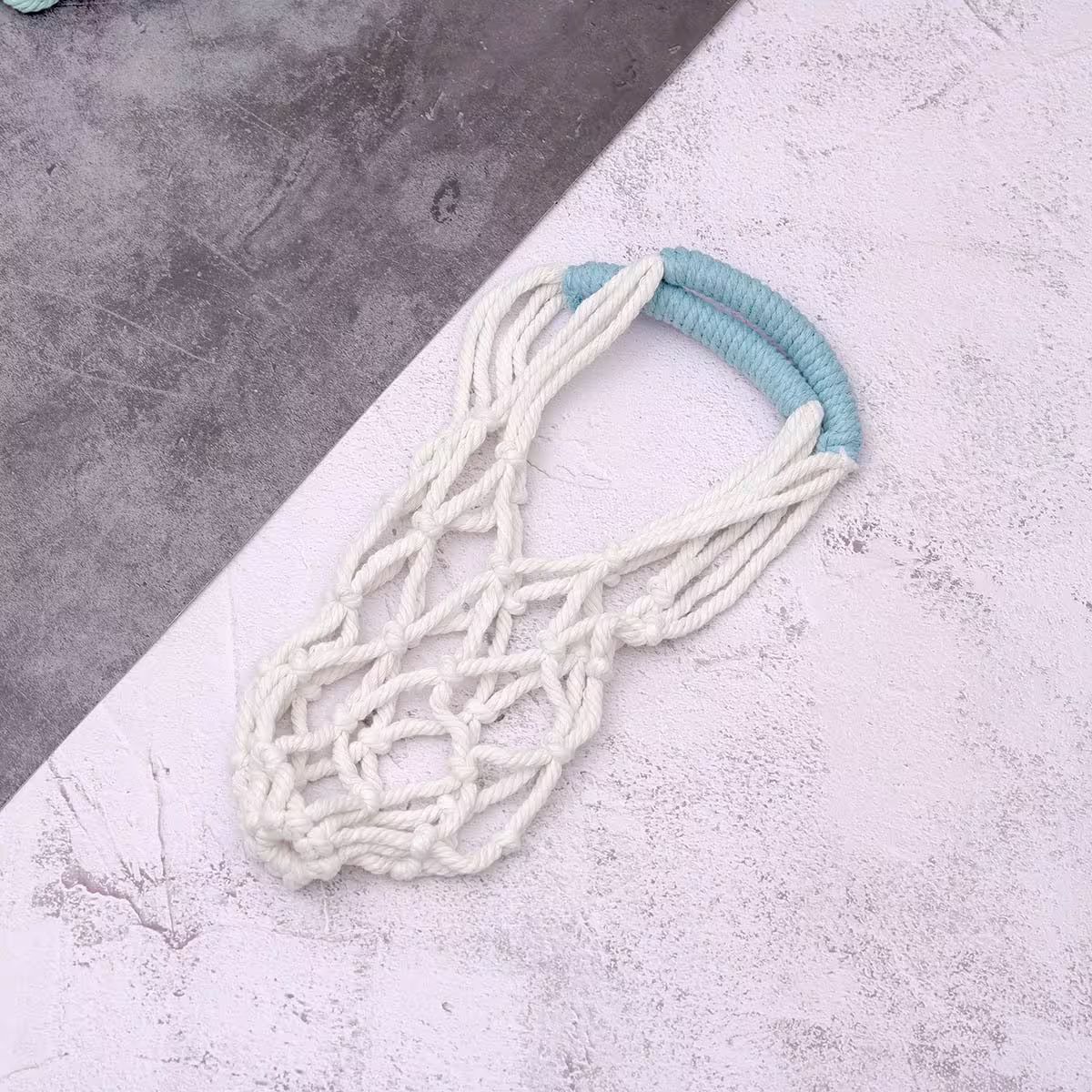 撞色鏤空網編×飲料水瓶提袋×藍白-第6張