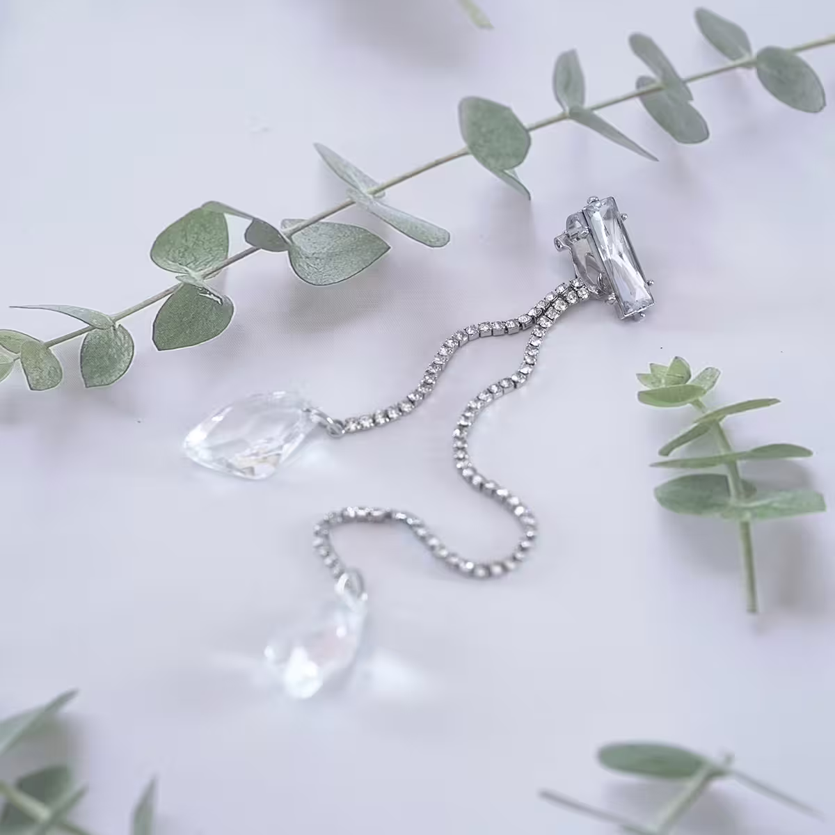 巴洛克水晶流蘇×單邊三角耳骨夾-第1張