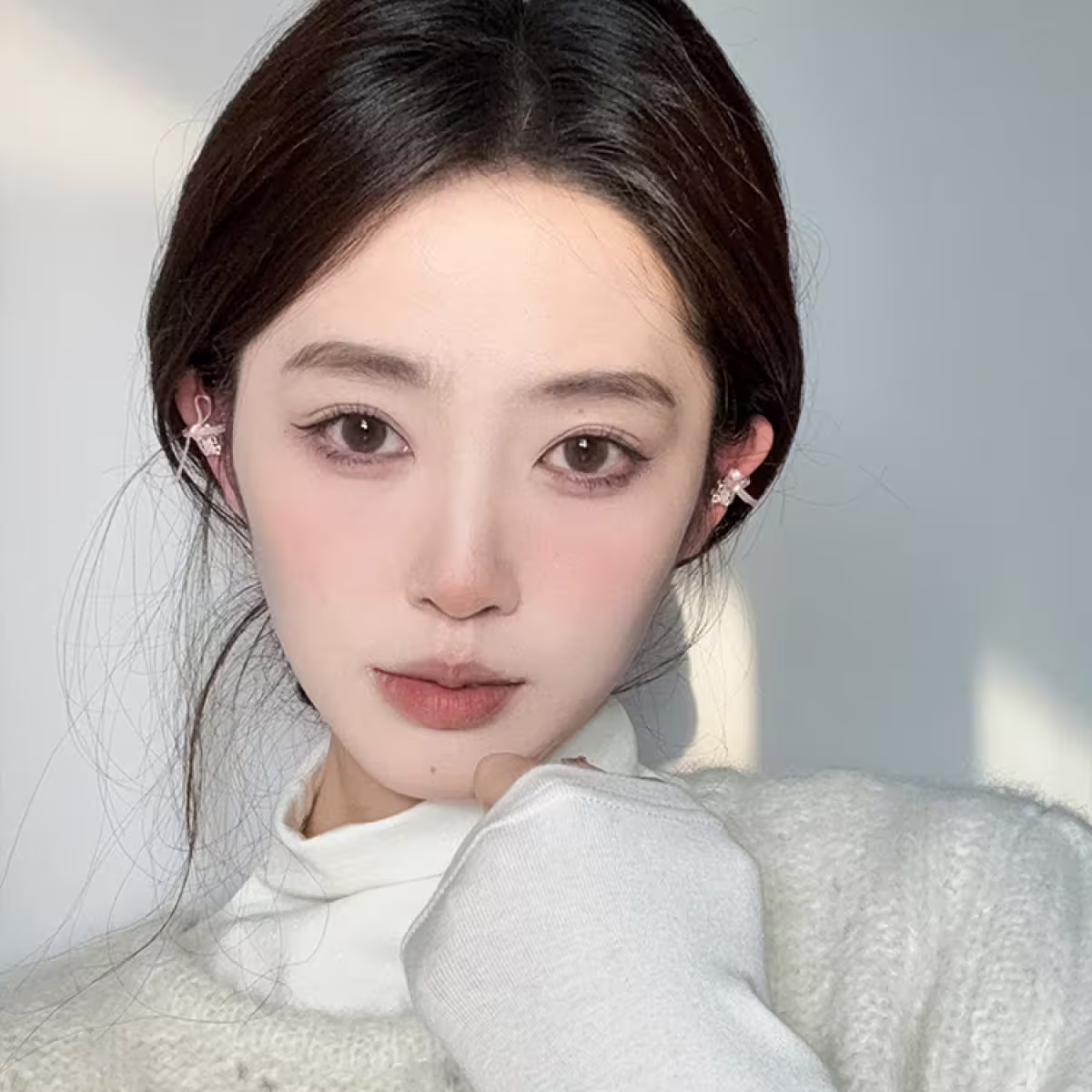 甜美蝴蝶結絲帶×U型耳骨夾×共二色-第5張