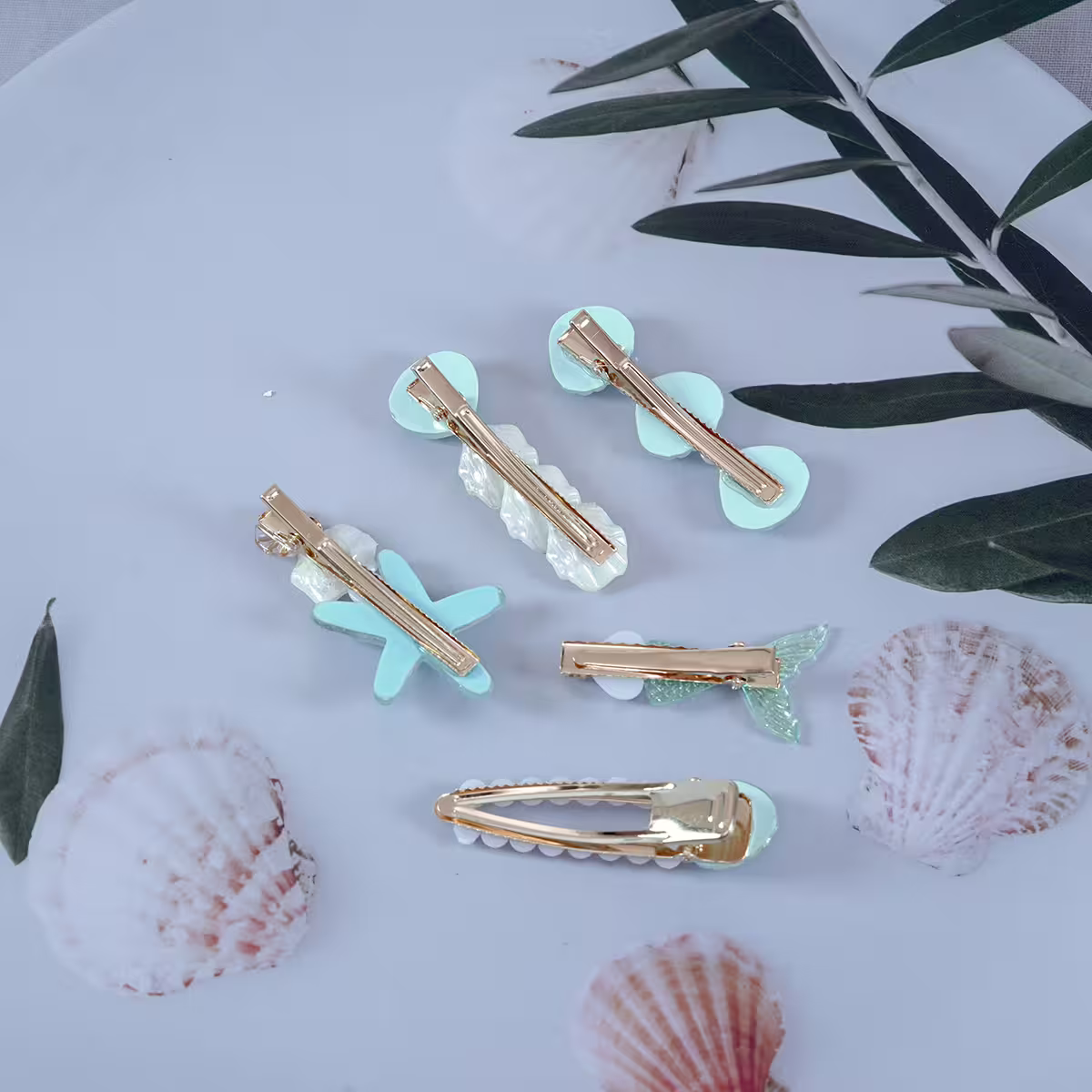 美人魚珍珠×五套件髮夾組×藍色-第3張