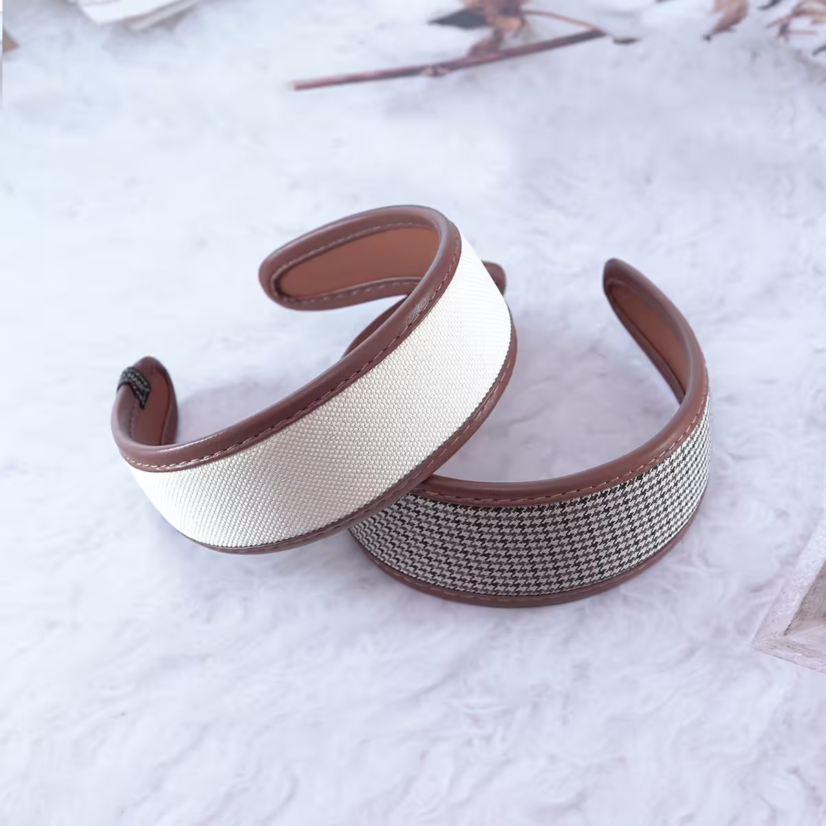 皮質包邊千鳥紋×髮箍造型×共二色-第2張