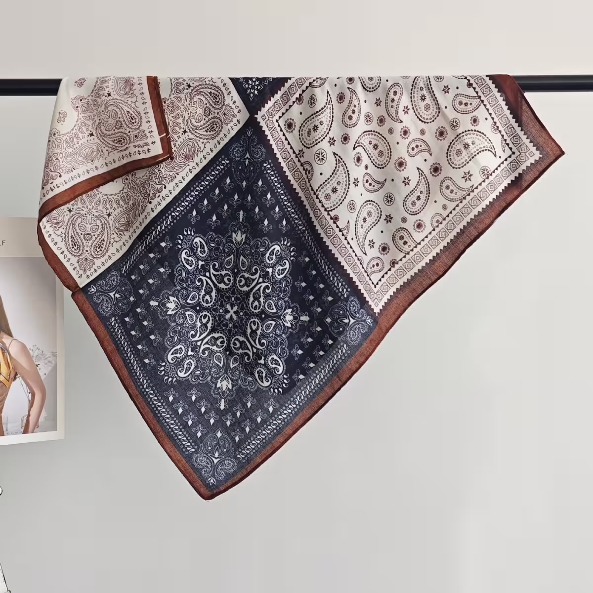 美式圖騰印花×絲巾×四角頭巾-第1張