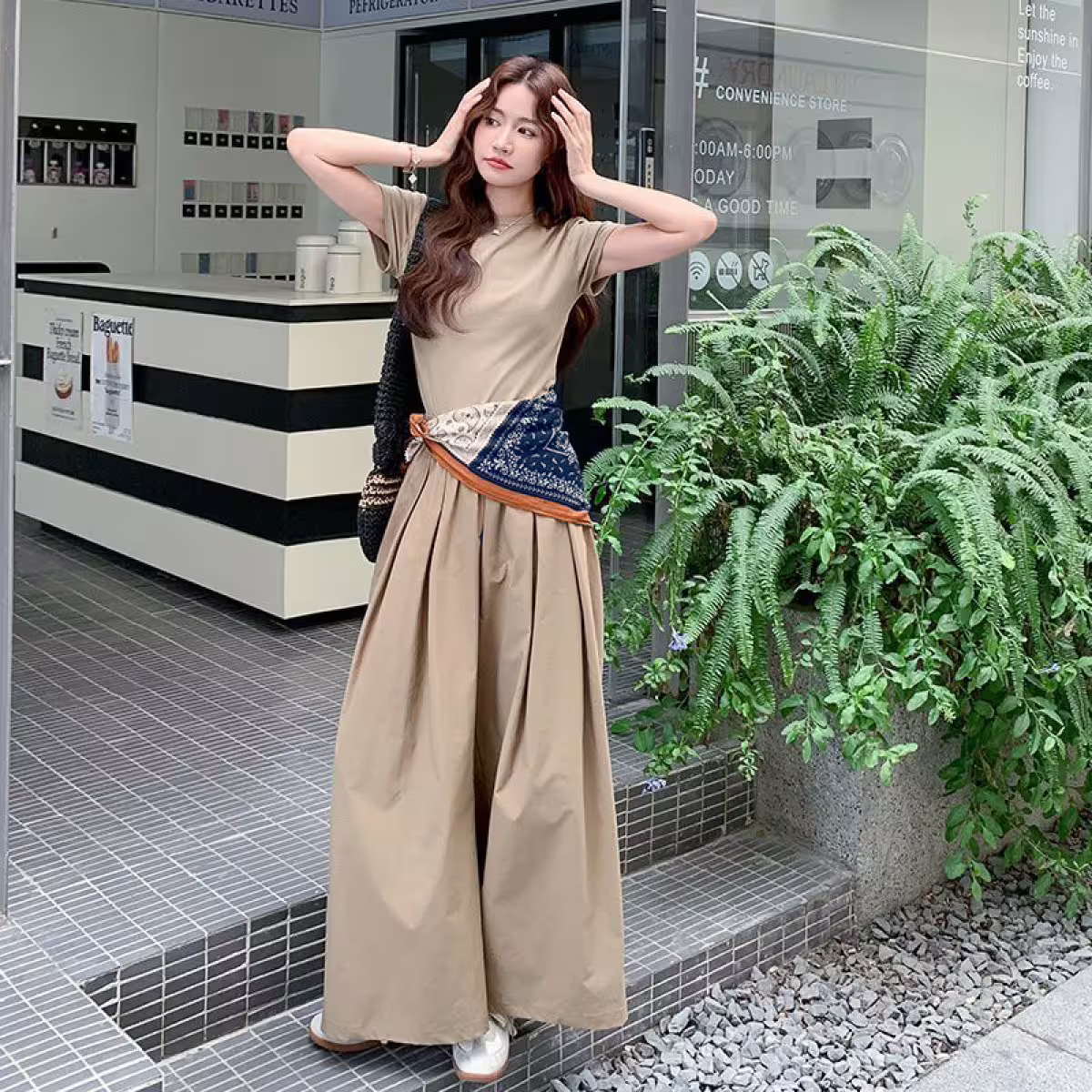 美式圖騰印花×絲巾×四角頭巾-第4張