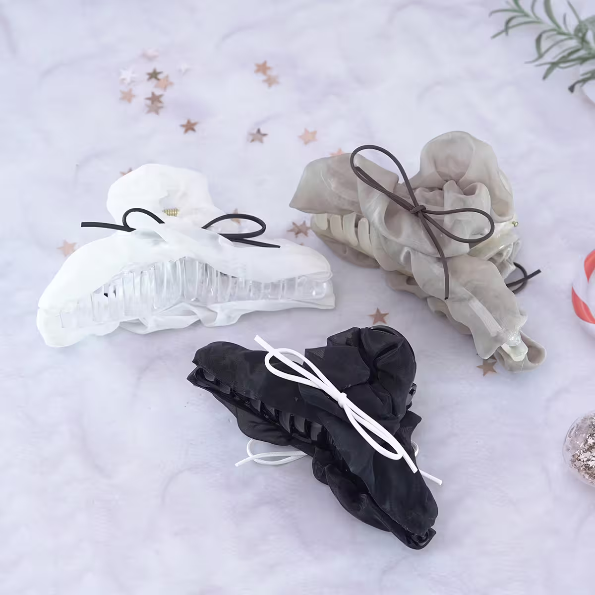 薄紗絲帶蝴蝶結×鯊魚夾×共三色-第2張