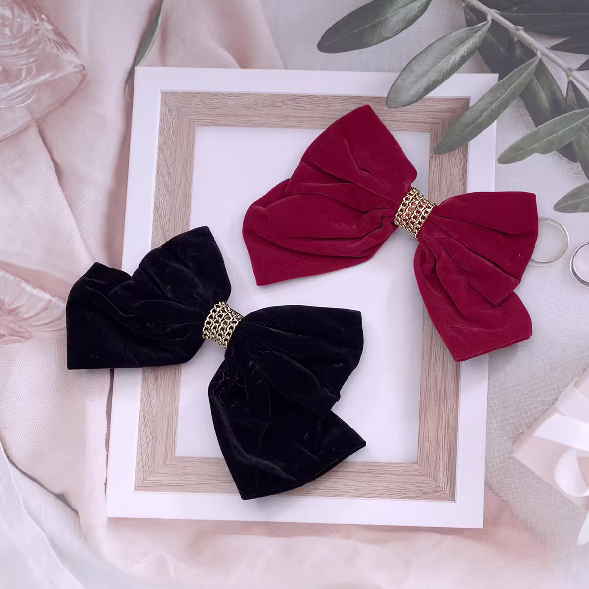 赫本風高級絨質×蝴蝶髮夾×共二色-第1張