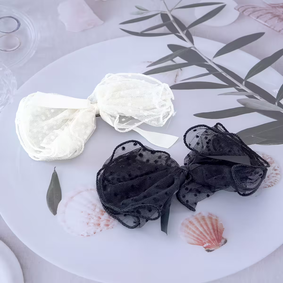 點點蕾絲薄紗蝴蝶結×蝴蝶髮夾×共二色-第6張