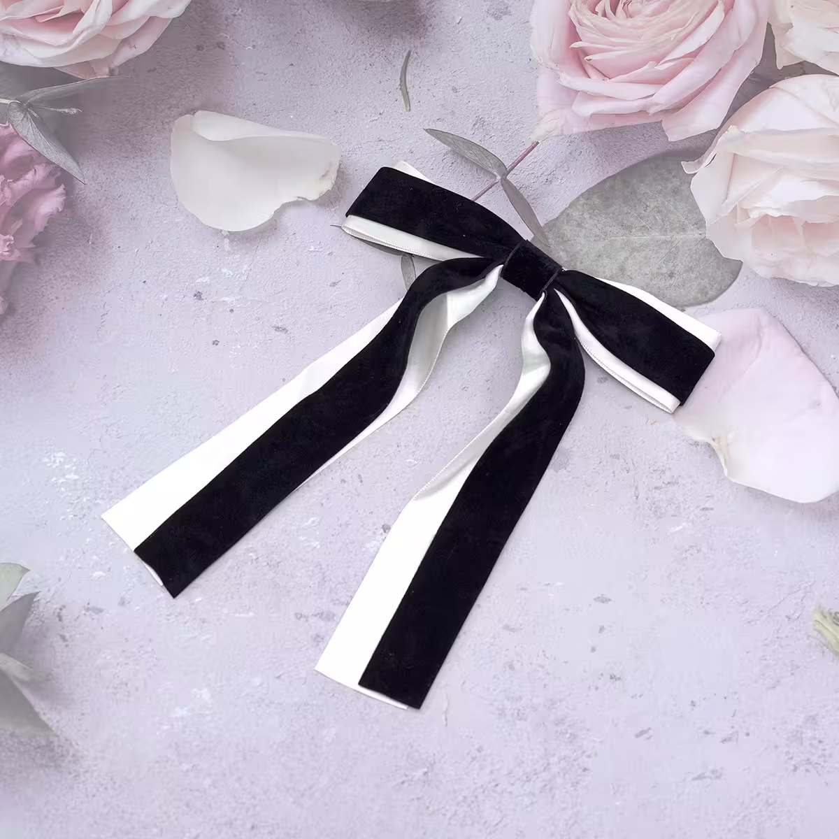 雙層飄帶長尾蝴蝶結×蝴蝶髮夾×共二色-第3張