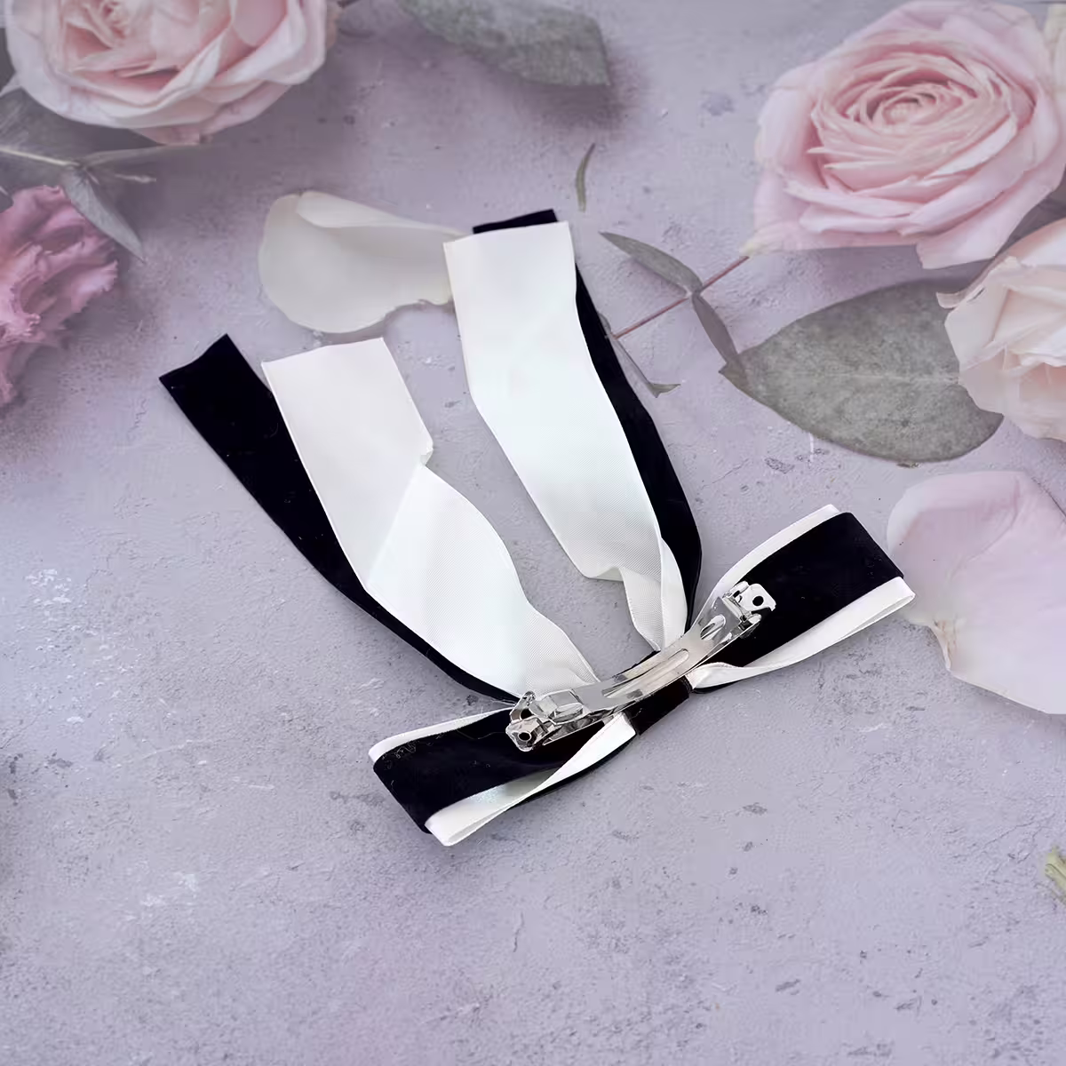 雙層飄帶長尾蝴蝶結×蝴蝶髮夾×共二色-第5張