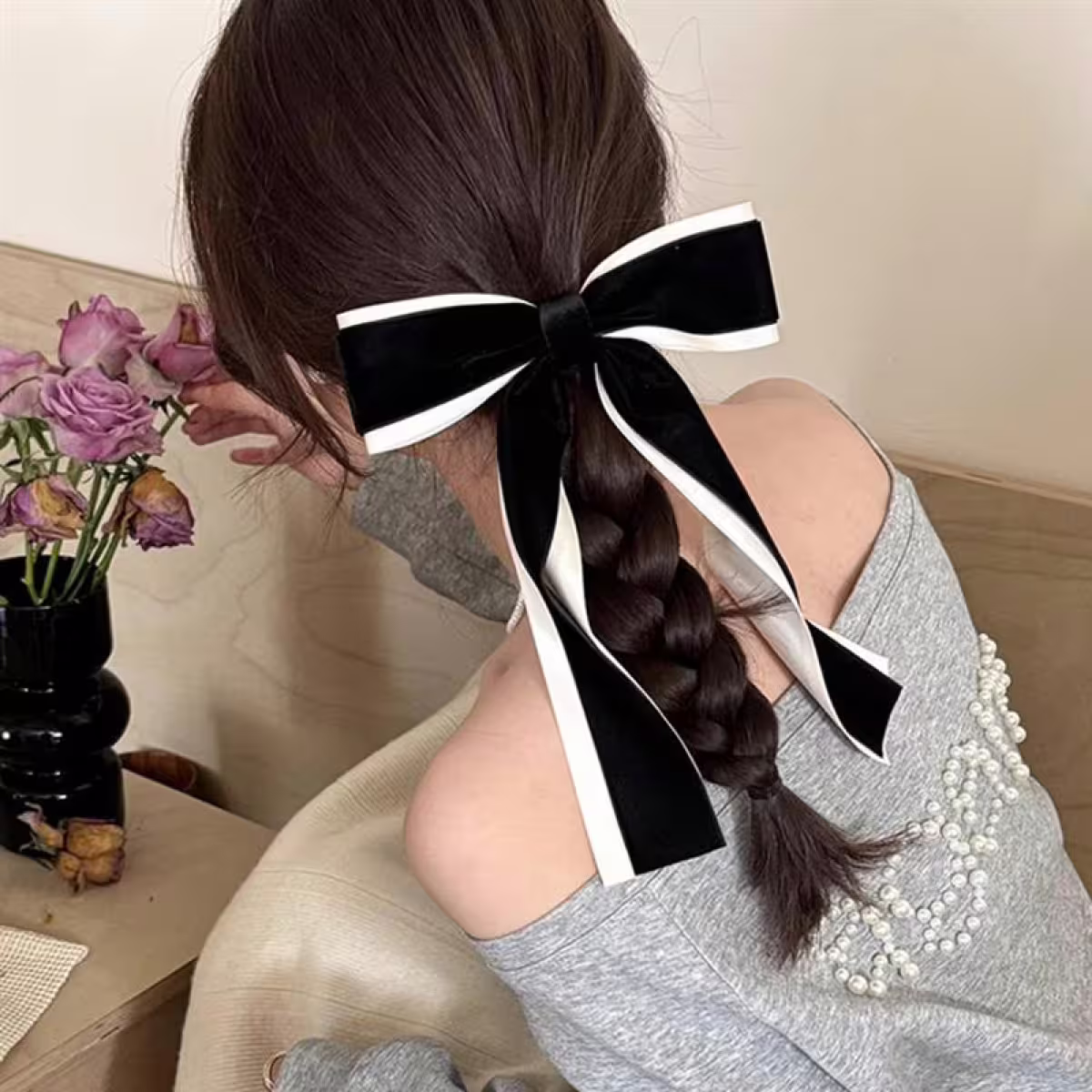 雙層飄帶長尾蝴蝶結×蝴蝶髮夾×共二色-第6張