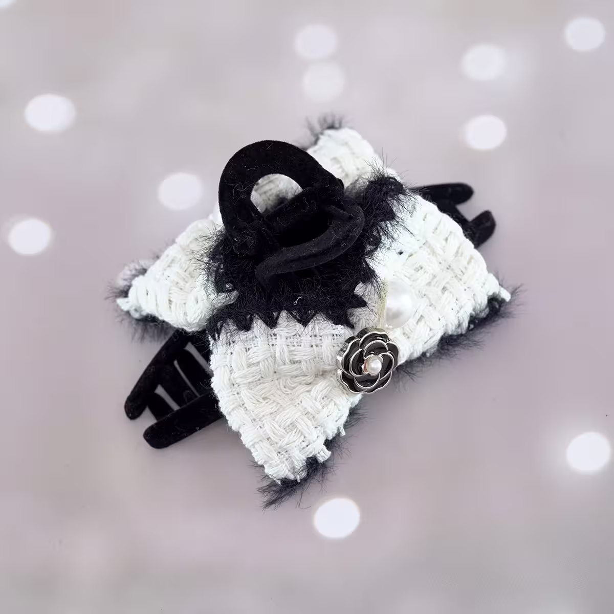 山茶花珍珠毛線編織×鯊魚夾×共二色-第3張