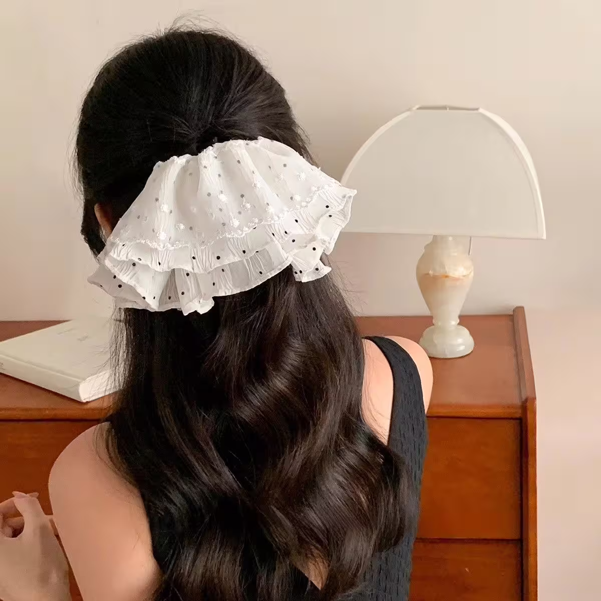 白紗點點蕾絲裙擺×大腸髮束-第5張