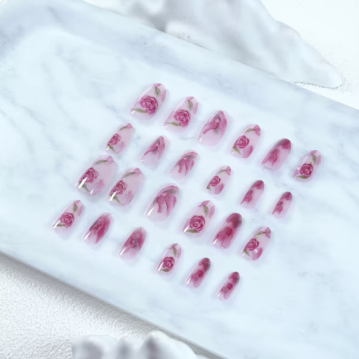 粉紅玫瑰佳人亮面×穿戴式手指甲片×二十四入-第2張