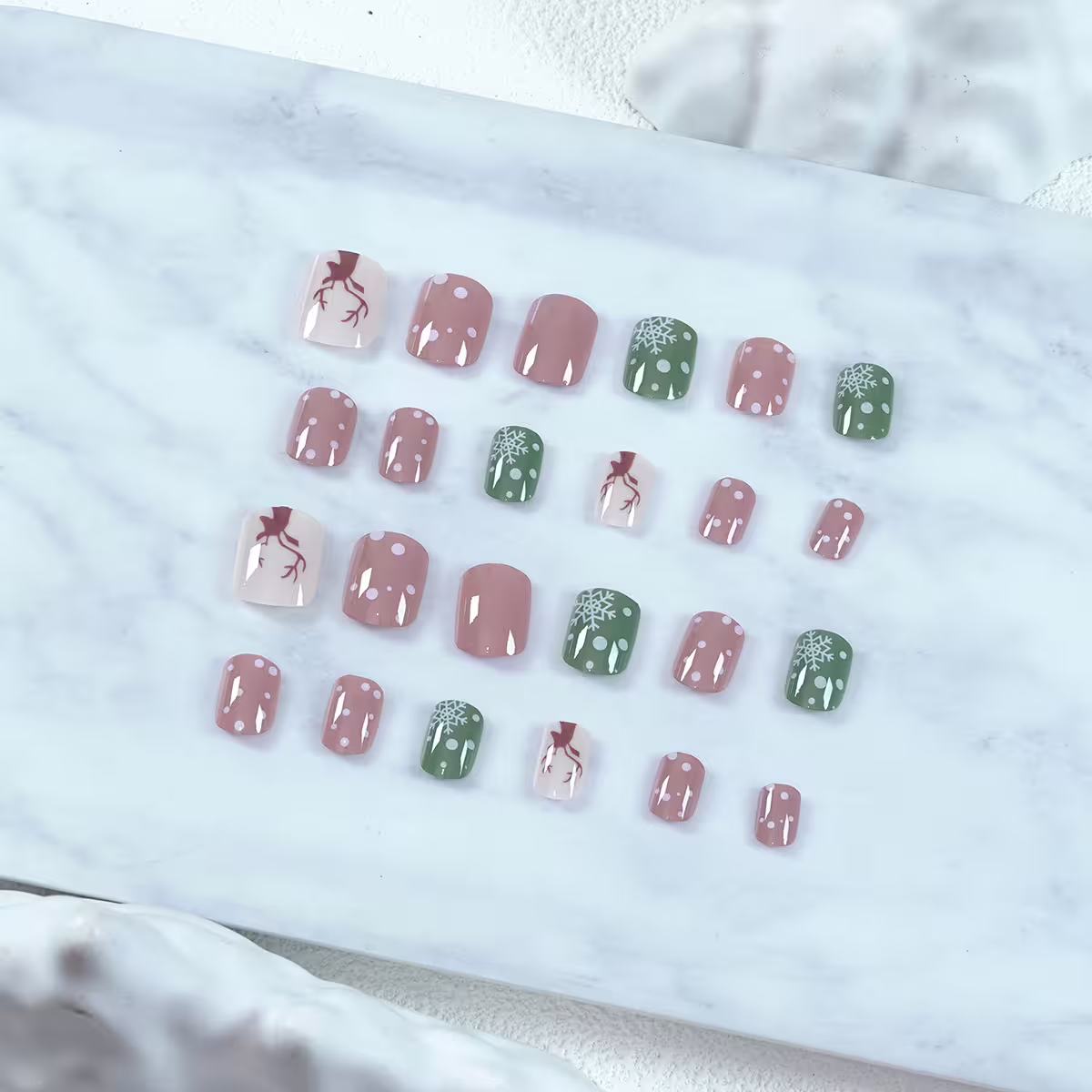紅綠聖誕小鹿亮面×穿戴式手指甲片×二十四入-第2張