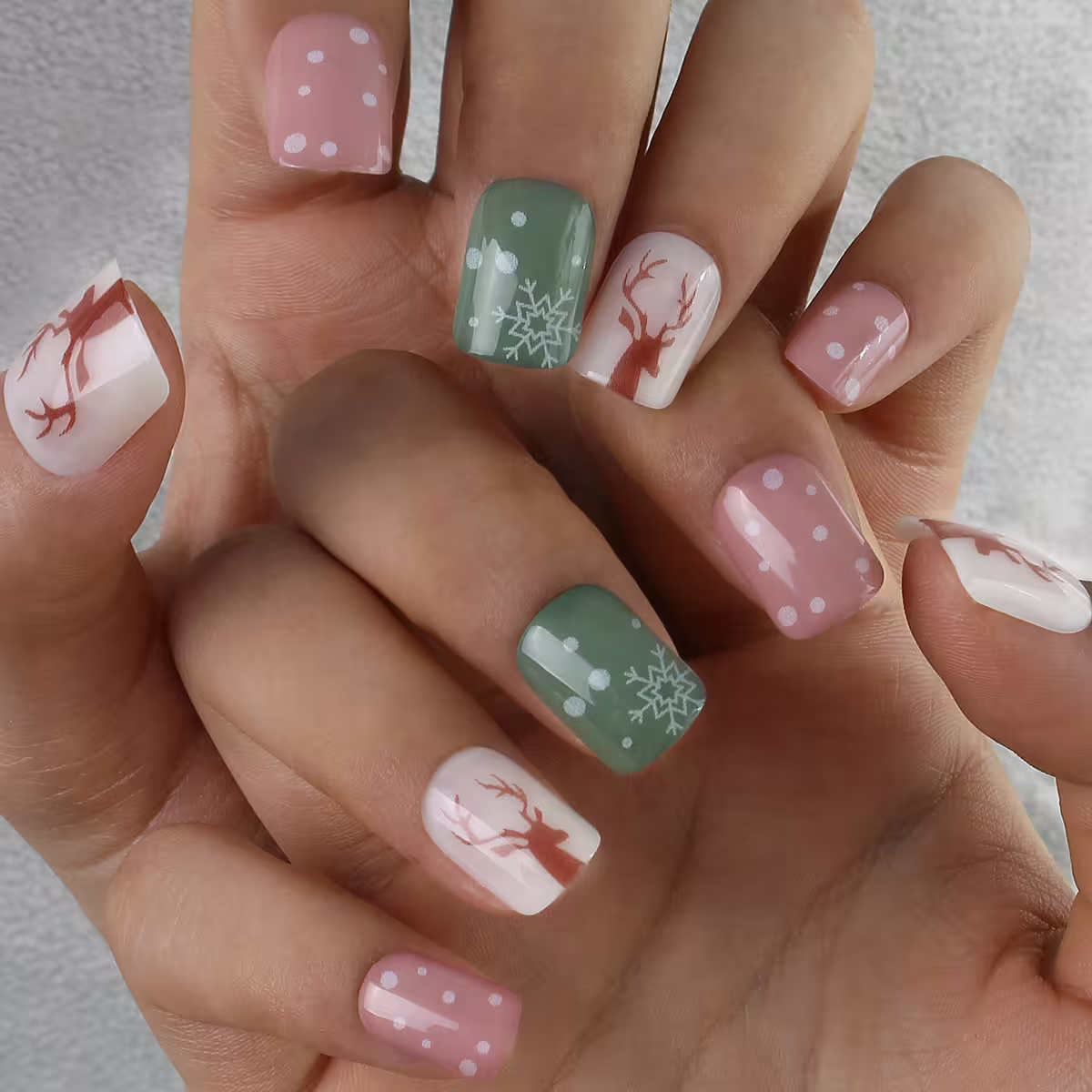 紅綠聖誕小鹿亮面×穿戴式手指甲片×二十四入-第6張