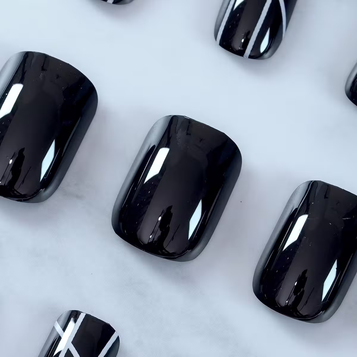 黑色極簡線條亮面×穿戴式手指甲片×二十四入-第4張