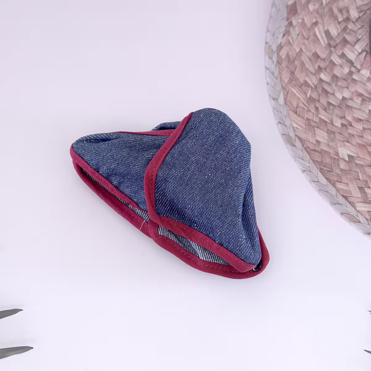 深藍丹寧牛仔布紅邊×鯊魚夾-第1張