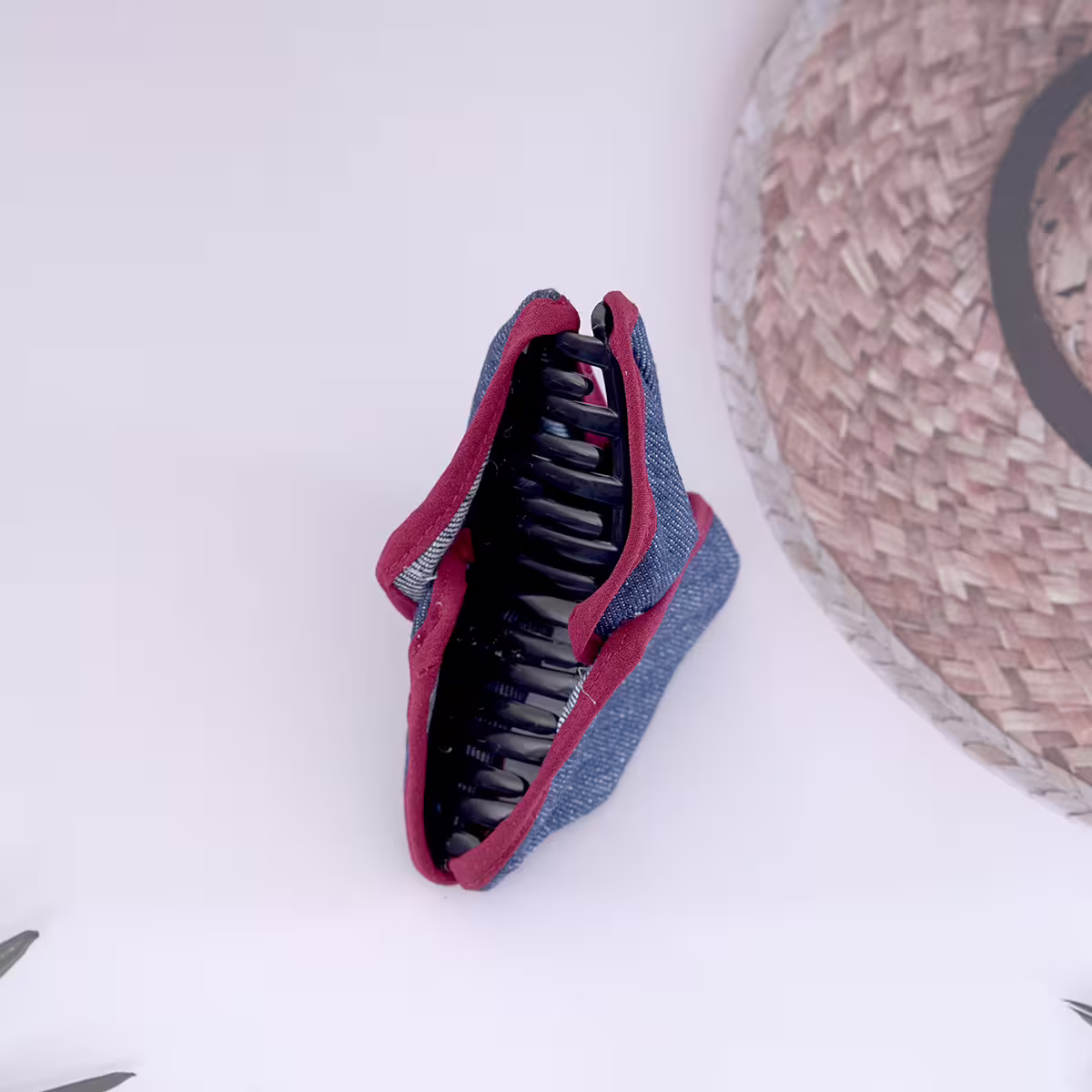 深藍丹寧牛仔布紅邊×鯊魚夾-第3張