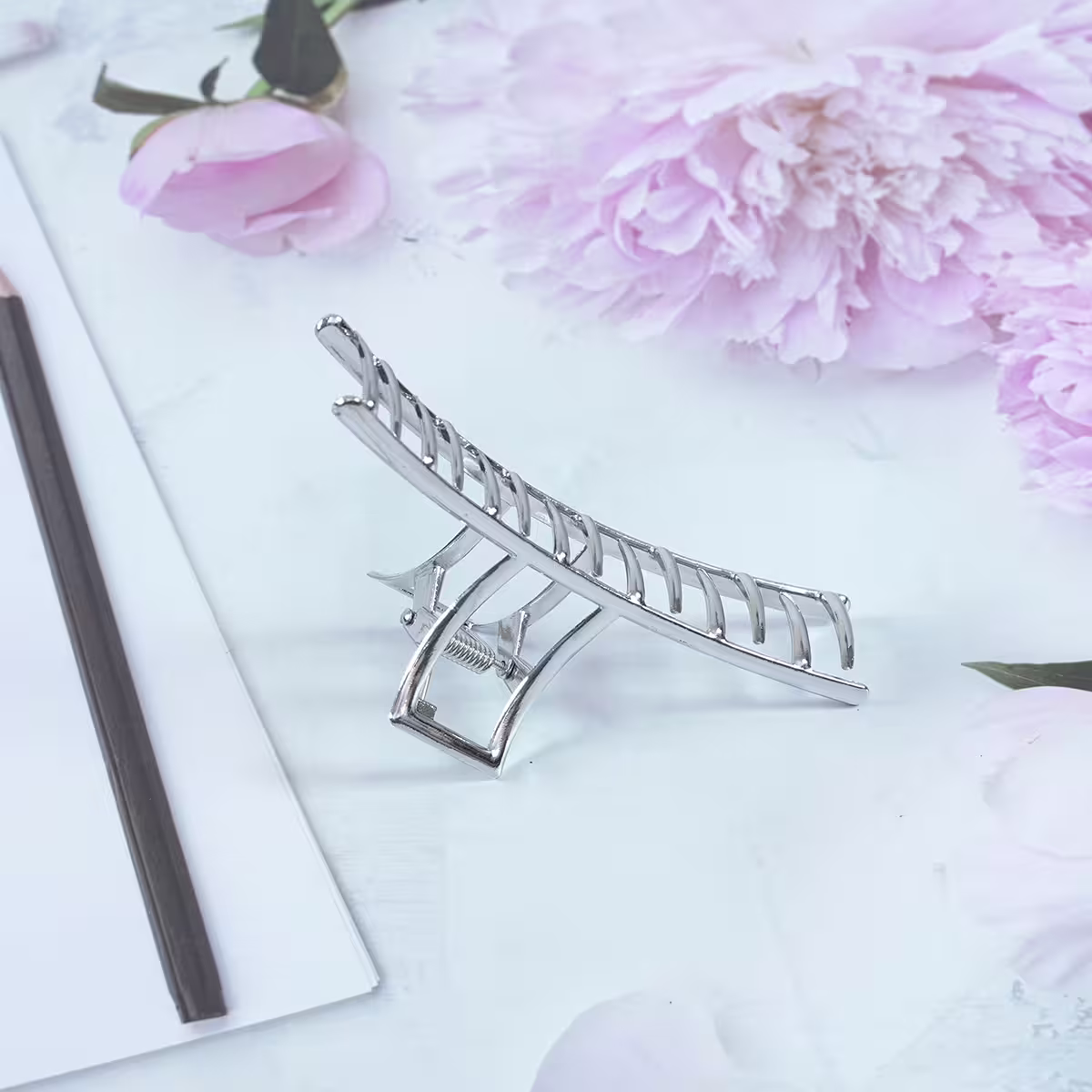 銀色極簡一字×鯊魚夾-第3張