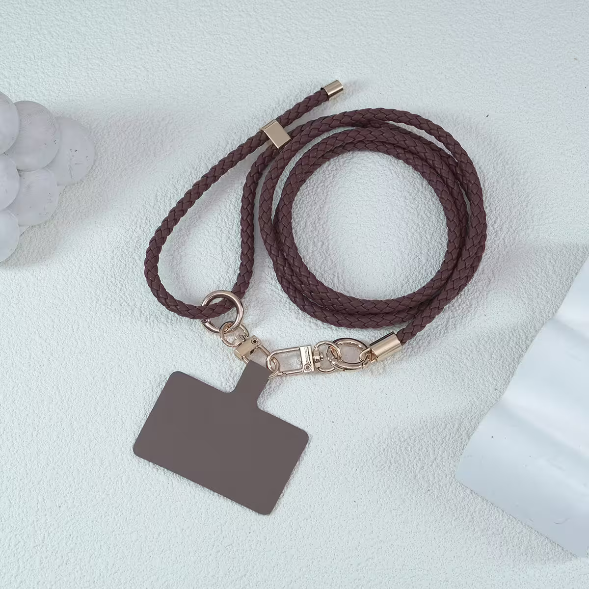 皮革編織×長度可調×手機斜背雙勾掛繩×棕咖-第3張