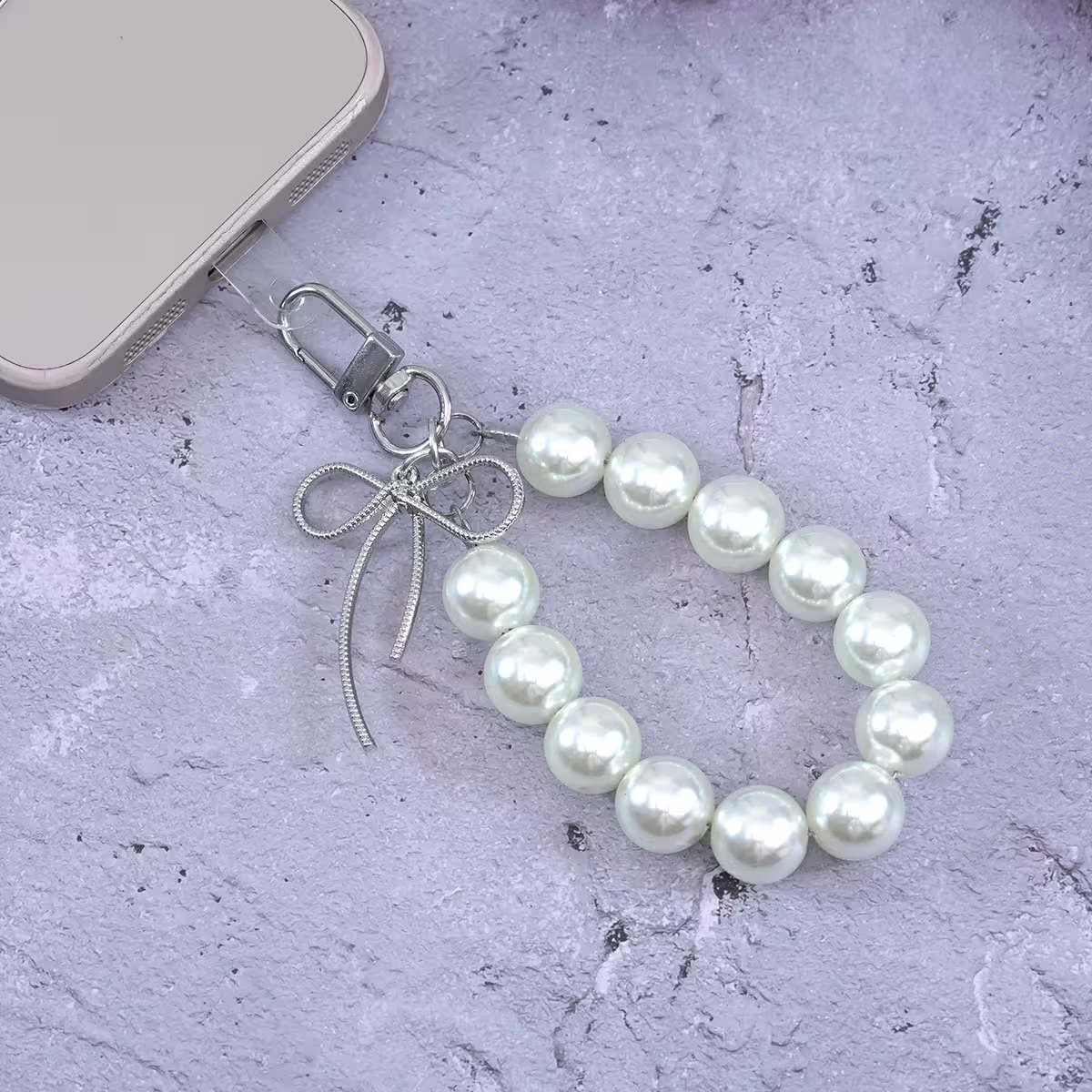 大珍珠細線蝴蝶結×手機掌上掛繩-第2張