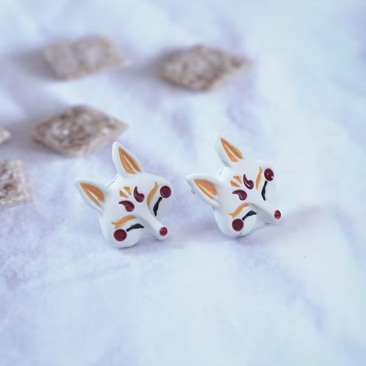 白色火狐狸×吊墜耳環-第1張