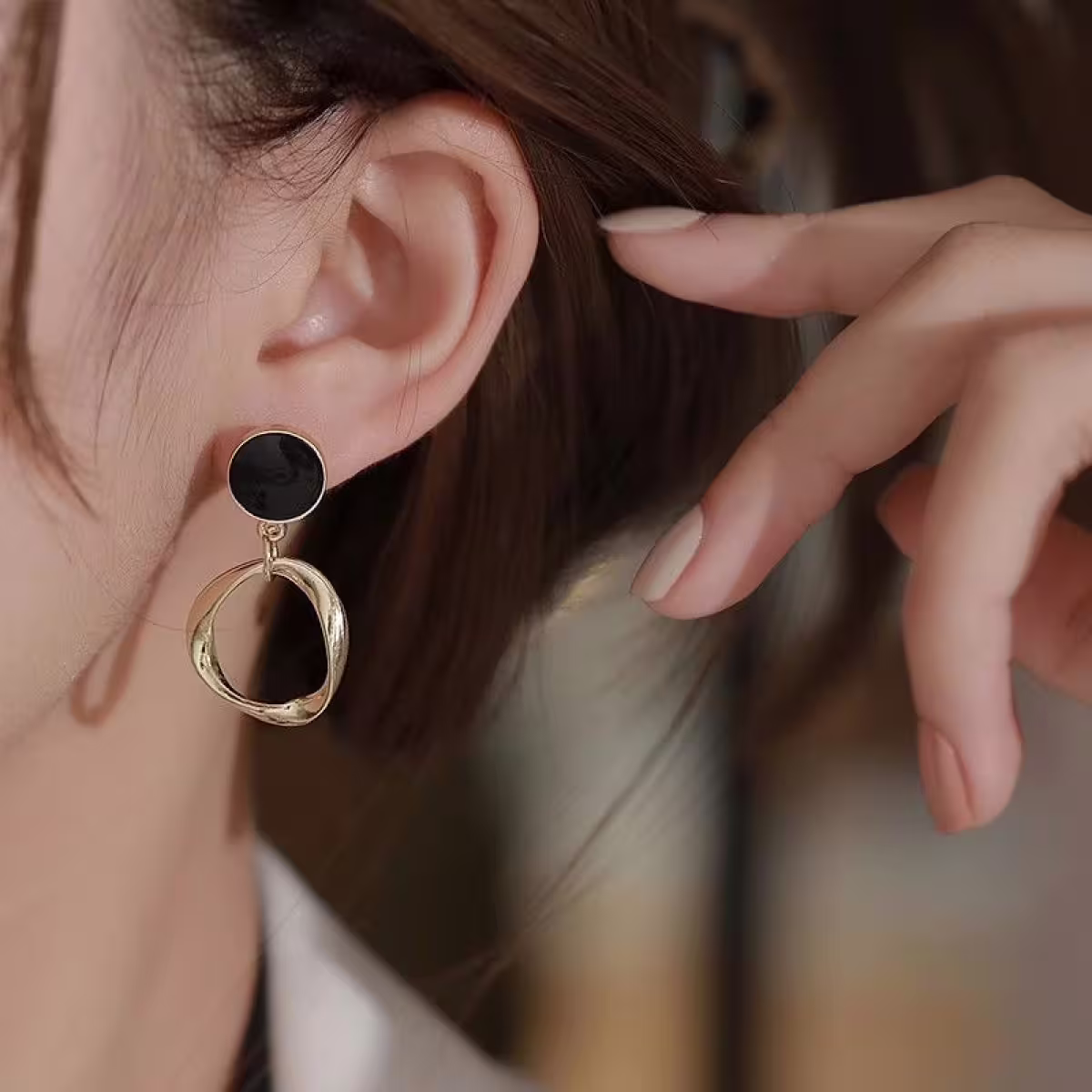 黑圓圈不規則外框×蚊香盤三角耳夾-第6張