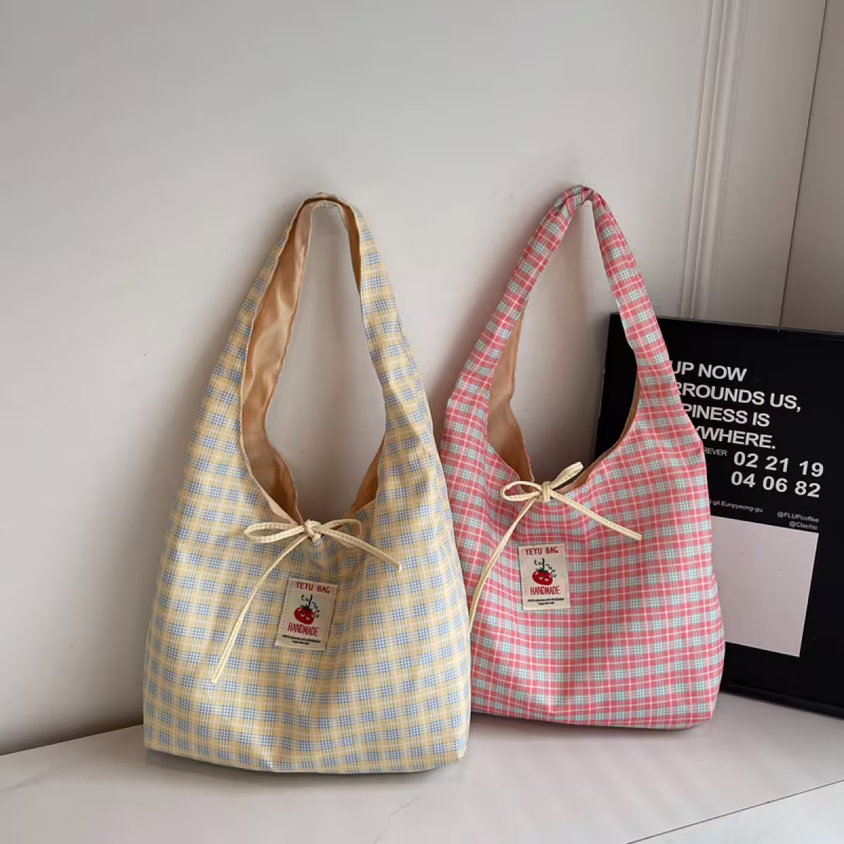 格紋蝴蝶結小蕃茄×肩背包×粉紅-第6張