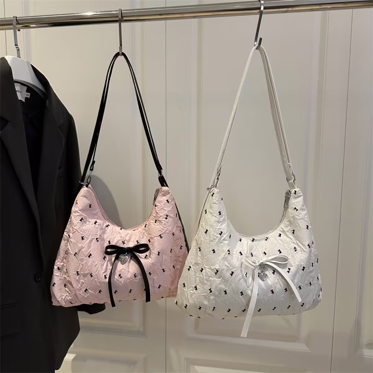 甜心蝴蝶結抓皺感×變形後背包×粉紅-第3張