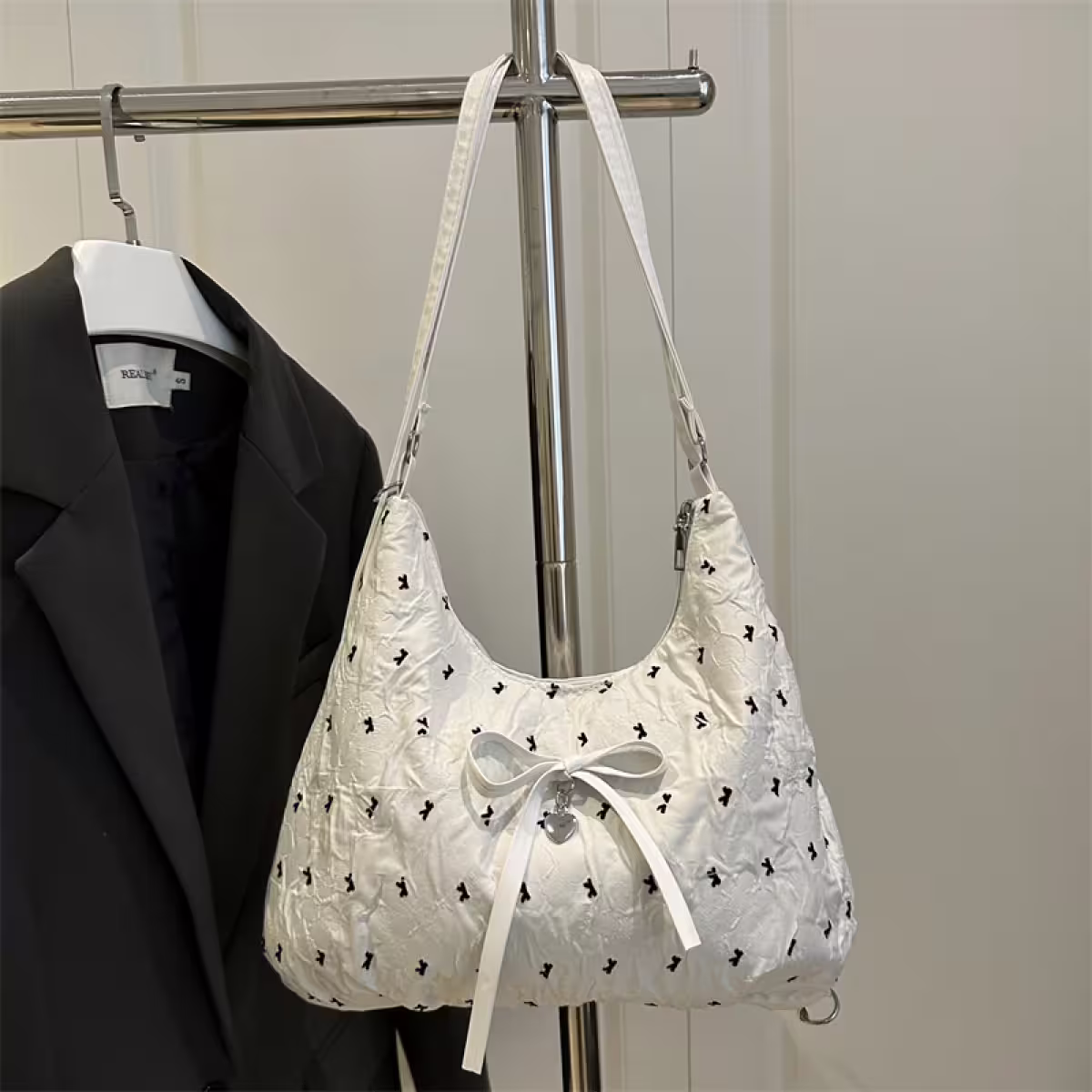 甜心蝴蝶結抓皺感×變形後背包×白色-第3張
