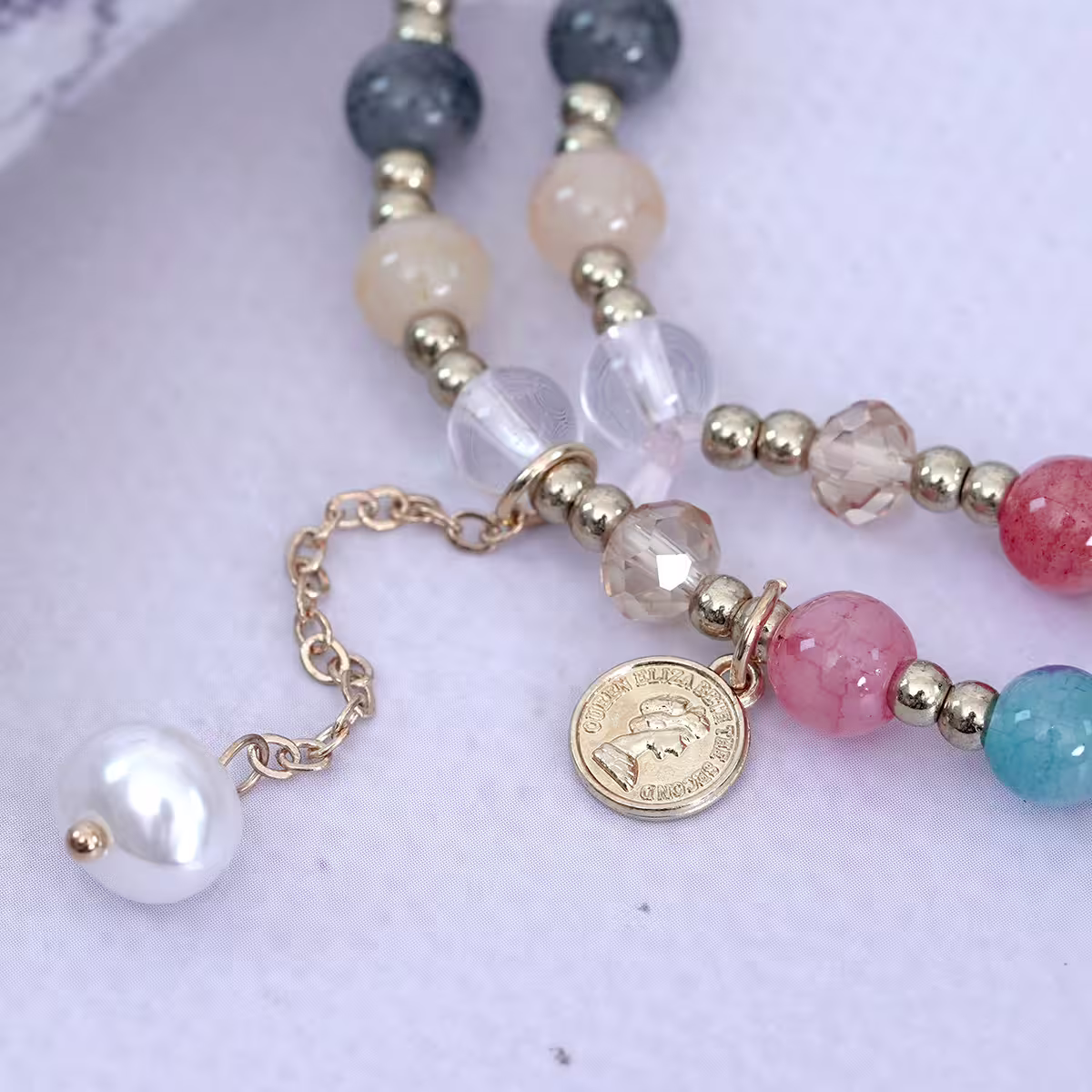 古幣雙層水晶×串珠手鍊×彩色-第4張